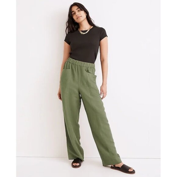 Madewell Women's Linen Blend Wide Leg Pant, Vintage Moss Green Size S - Picture 11 of 14